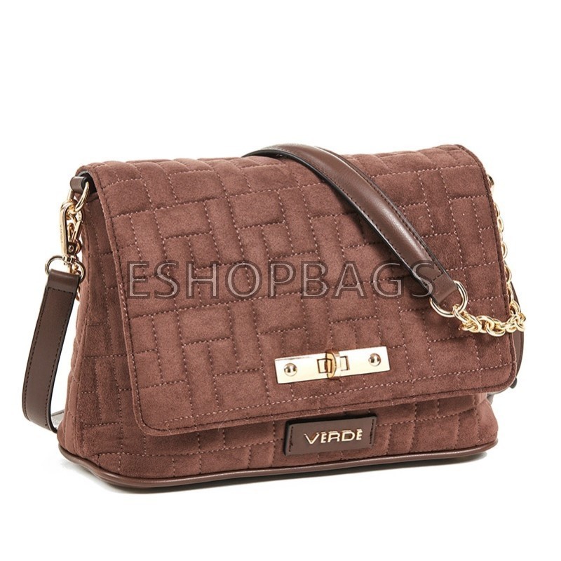 ΓΥΝΑΙΚΕΙΑ ΤΣΑΝΤΑ ΩΜΟΥ – ΧΙΑΣΤΙ  VERDE SUEDE 22*12*20 ΚΑΦΕ  TSA.101.01.03.287 16-6169