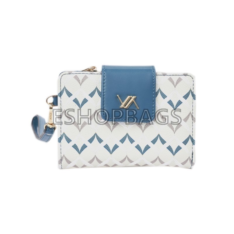 ΓΥΝΑΙΚΕΙΟ ΠΟΡΤΟΦΟΛΙ ΣΥΝΘΕΤΙΚΟ ΔΕΡΜΑ VERDE 14*10*2,5 IVORY/BLUE POR.104.02.313 18-1618