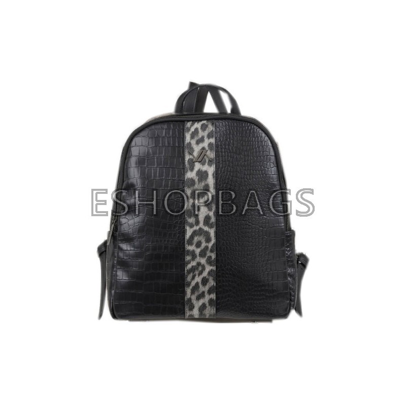 ΓΥΝΑΙΚΕΙΑ ΤΣΑΝΤΑ ΠΛΑΤΗΣ – BACKPACK ΚΡΟΚΟ VERDE 34*27*12 ANIMAL PRINT ΜΑΥΡΟ TSA.101.04.05.446 16-8317